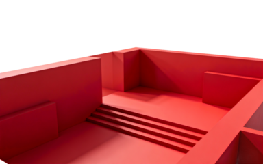 Minimalist Red Abstract Room with Stairs
