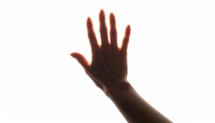 Silhouette of a hand reaching upwards against a white background, close-up view, vector illustration