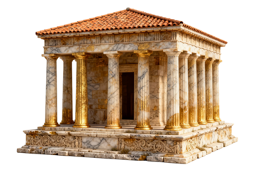 Ancient Greek-Style Marble Temple with Columns