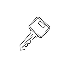 Close-Up of Simple House Key on White Background for Security Concepts
