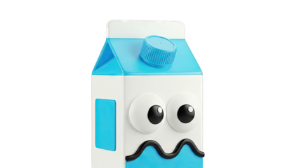 Cartoon Milk Carton with Surprised Face