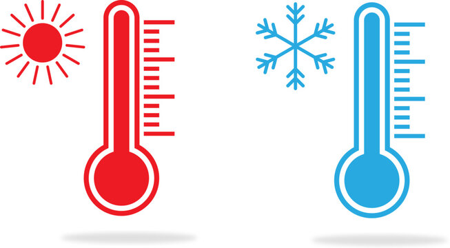 Hot and cold temperature icons