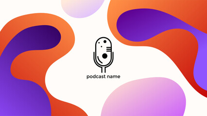 Abstract Podcast Background With Hand Drawn Organic Shapes Orange Purple Gradient Colorful Simple Modern Design Vector. Good For Cover Design, Banner Design, Web Design, Social Media Template