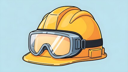 Yellow hard hat with protective goggles for safety and construction work