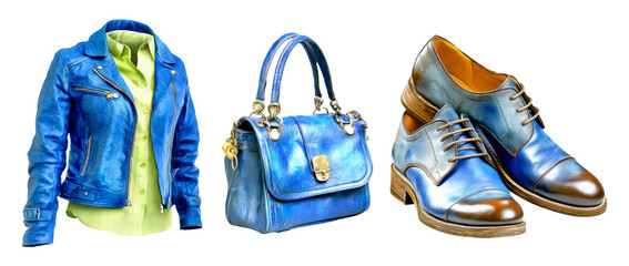 Stylish Casual Outfit Items for a Night Out, Featuring Jacket, Bag, and Shoes