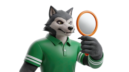 Werewolf Looking in Mirror