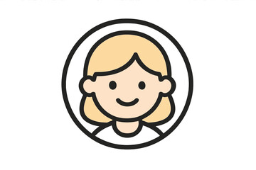 Fototapeta premium Minimalist profile portrait of a smiling woman with blonde hair inside a circular frame