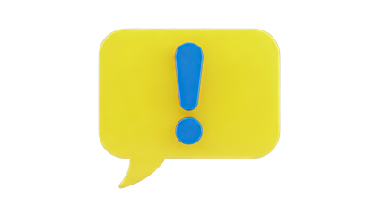 Yellow Speech Bubble with Blue Exclamation Mark