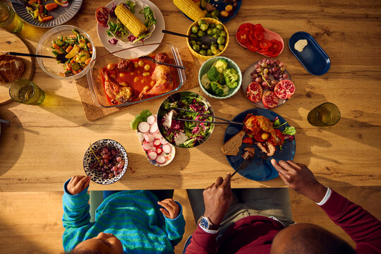A lot of food spread out on the table