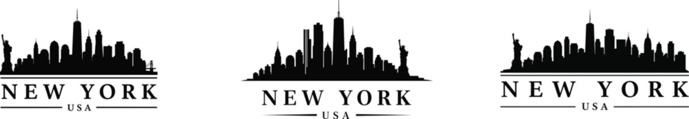 New york city skyline silhouette logos