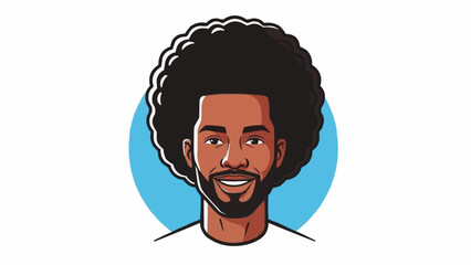 Cartoon portrait of a smiling Black man with an afro hairstyle.