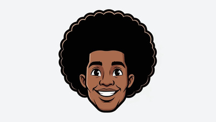 Cartoon portrait of a smiling Black man with an afro hairstyle.