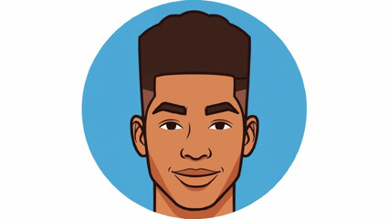 Cartoon portrait of a young man with a flat top haircut.