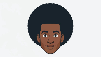 Close up of a young man with a large afro hairstyle.