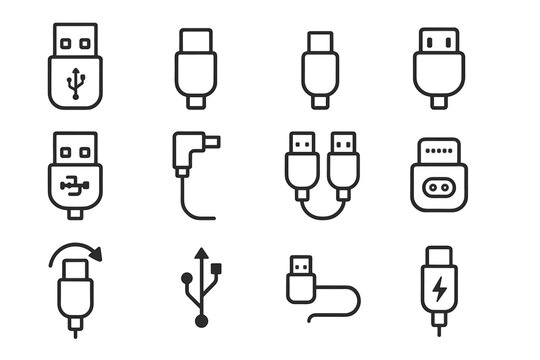 Connector symbol vector mini micro data icon icons usb plug cable