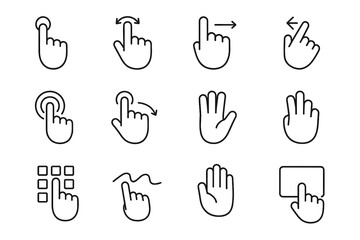 Touch sketch shortcut gesture palm finger tap hand zoom swipe icons icon