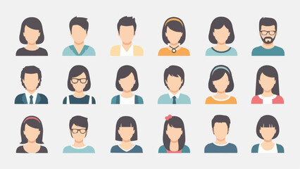 Collection of Diverse People Avatars for User Profiles.