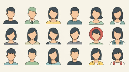 Collection of Diverse People Avatars for User Profiles.