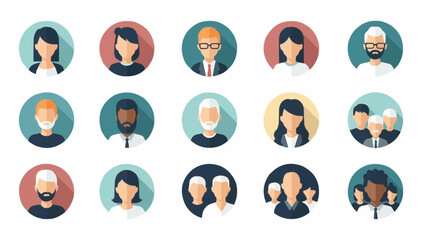 Collection of Diverse People Avatars in Circular Frames.