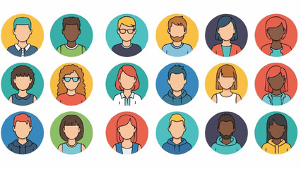 Collection of Diverse People Avatars in Circular Frames.