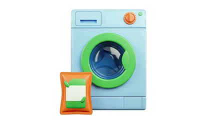 3D Render of Washing Machine and Detergent Pack