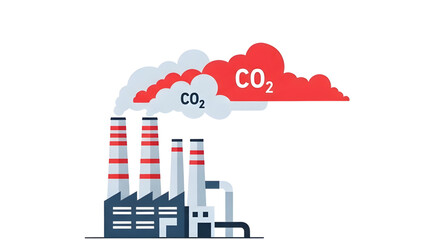 CO2 Cloud Over Industrial Factory Industrial CO2 Smoke Cloud 