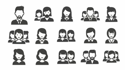 Collection of diverse people icons representing different individuals and groups.