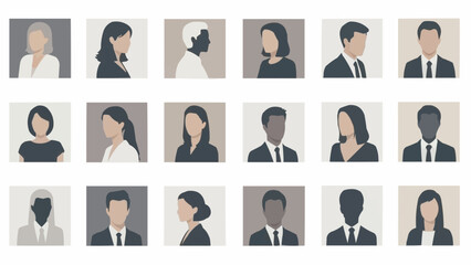 Collection of Diverse Professional Business People Avatar Icons.