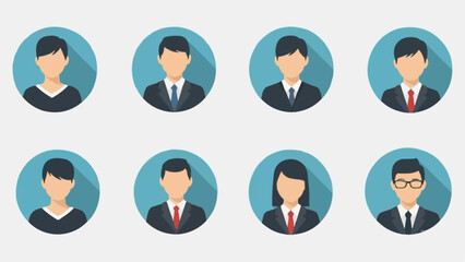 Collection of Diverse Professional Business People Avatar Icons.