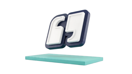 3D Rendering of "69" Number with Teal Platform