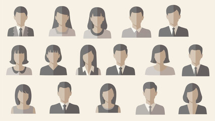 Collection of diverse professional people avatars for user profiles.