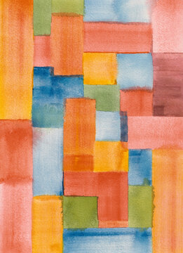 Colorful Abstract Watercolor Geometric Block Pattern