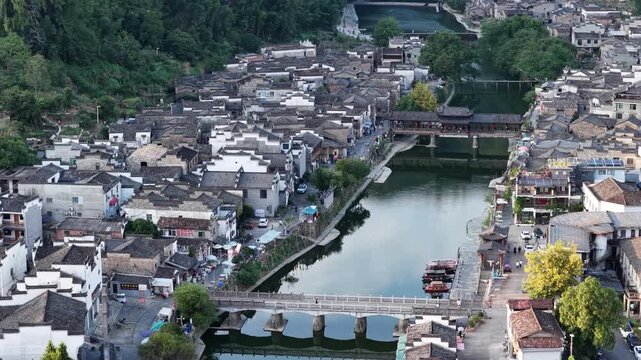 Aerial Photography of Ancient Yaoli Town, Fuliang County, Jingdezhen, Jiangxi