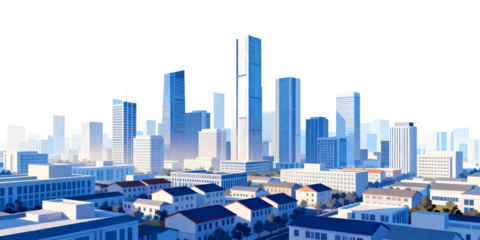 Modern Urban Skyline with Skyscrapers and Buildings