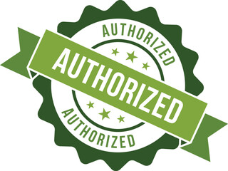 Circular Green Authorized Stamp Ribbon Badge for Professional Certification and Quality Assurance