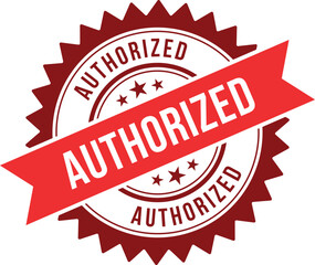 Official Red Authorized Seal Badge with Ribbon and Stars for Product Certification and Approval