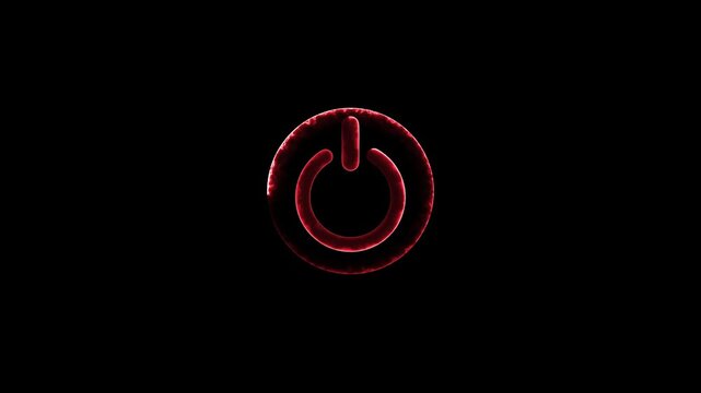 Glowing neon power button icon animation. Switch startup neon turns on off button animation.  Neon power reset button sign animation.