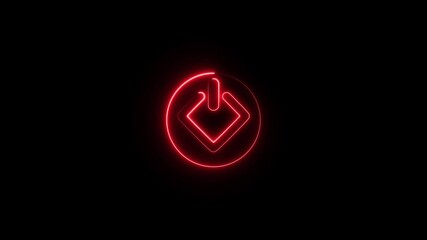 Glowing neon power button icon animation. Switch startup neon turns on off button animation.  Neon power reset button sign animation.
