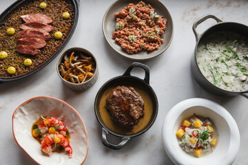 A generous spread of tasty dishes set out on the table