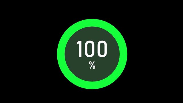 Neon Green Circular Loading Bar 0 to 100 on Black Background