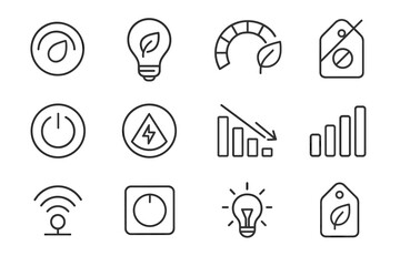 Vector icon leaf auto light dim brightness plate saving signal energy mode