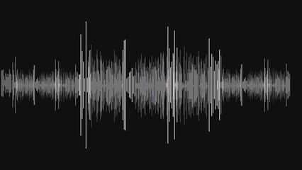 A sound wave pattern displayed on a black background with white lines © Jahanara Stock