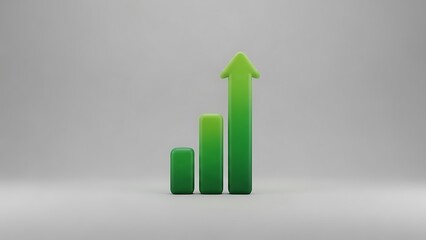 A 3d business financial graph with a green arrow showing market growth and profit success on a white background illustration of data report sales progress