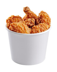 bucket of fried chicken isolated on white background