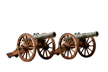 Fototapeta premium Vintage Cannons with Wooden Wheels