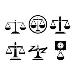 Scales Icons Set &ndash; Balance, Justice, Measurement and Business Symbols