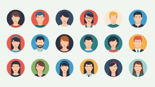 Collection of diverse user profile avatars in circular frames.