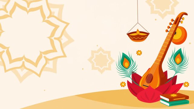 Vasant Panchami Harmony of Music and Knowledge Motion Background video