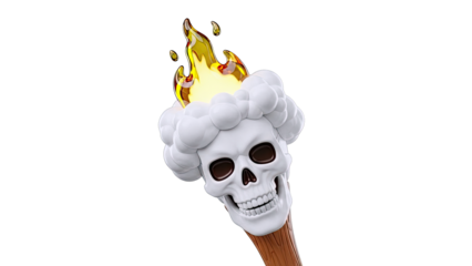 Stylized Skull Torch with Fiery Head