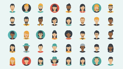 Collection of Diverse User Profile Icons Representing People. © Yanto